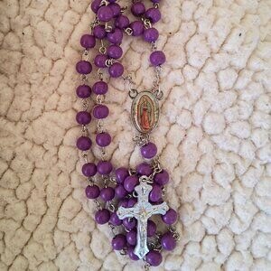 Purple Rosary Necklace